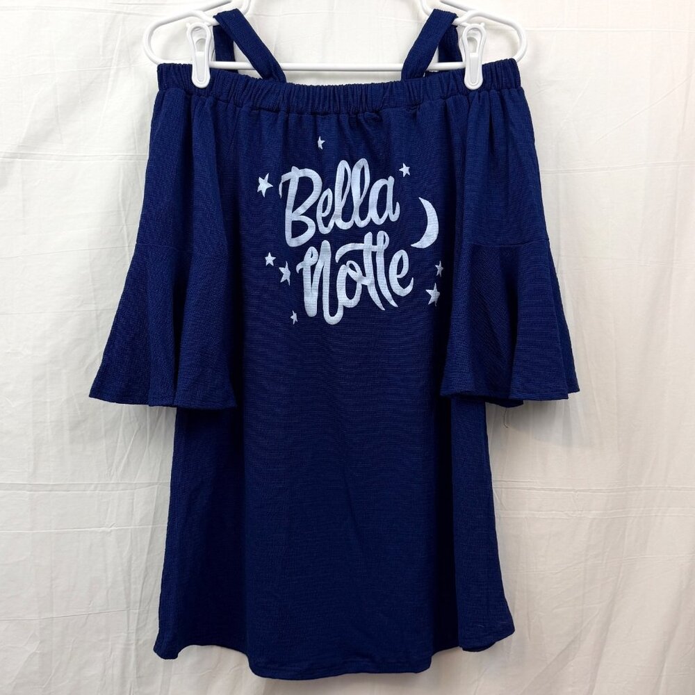 Whosits & Whatsits Disney Bella Note 3/4 Sleeve Top w/Straps Women XL Blue